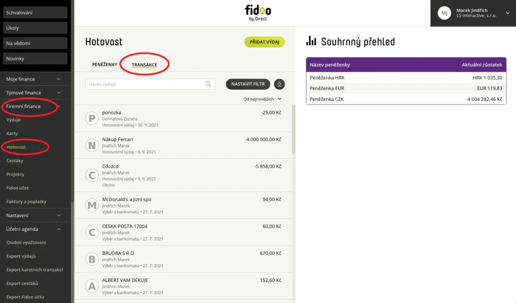Export z Fidoo